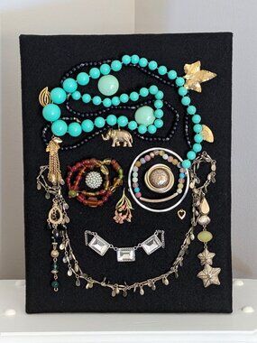 LEONA - Resting Gem Faces Handmade Upcycled Jewellery Portrait Art - Piece 6